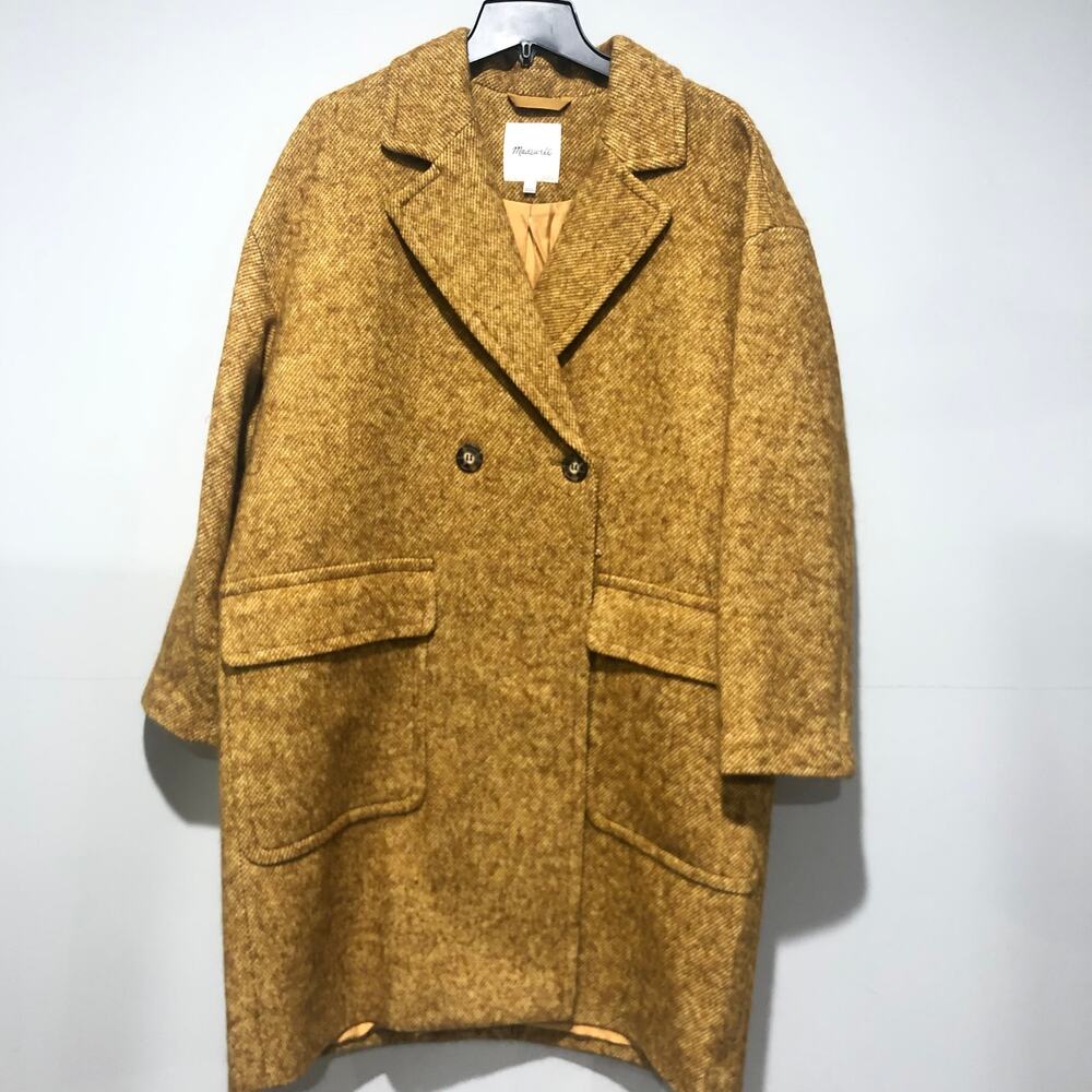 NEW Madewell Averdon Bouclé Coat in Mustard size XL $298 - Picture 4 of 8